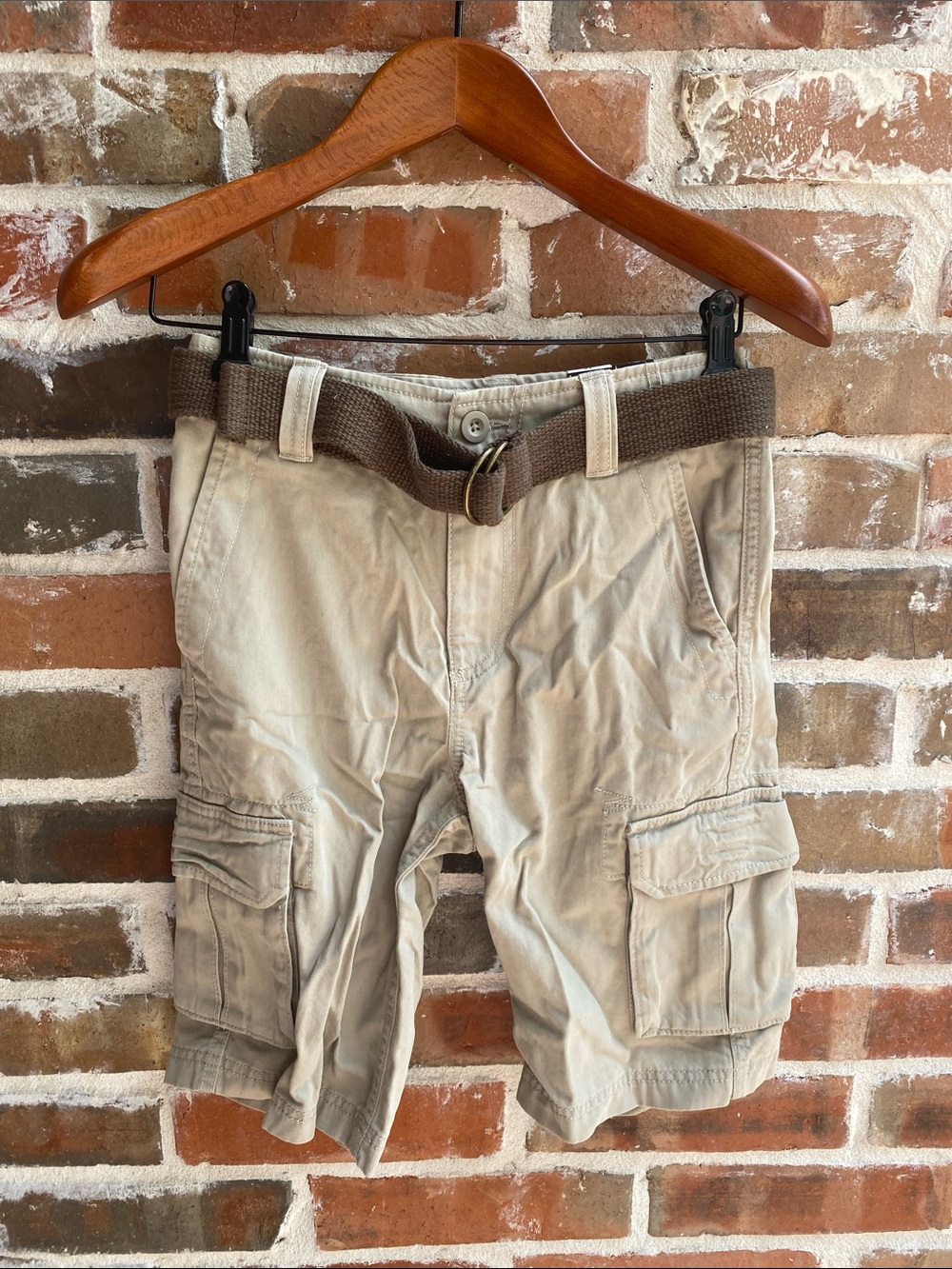 First Wave Khaki Cargo Shorts with belt